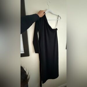 Zara Black One-Shoulder Midi Dress